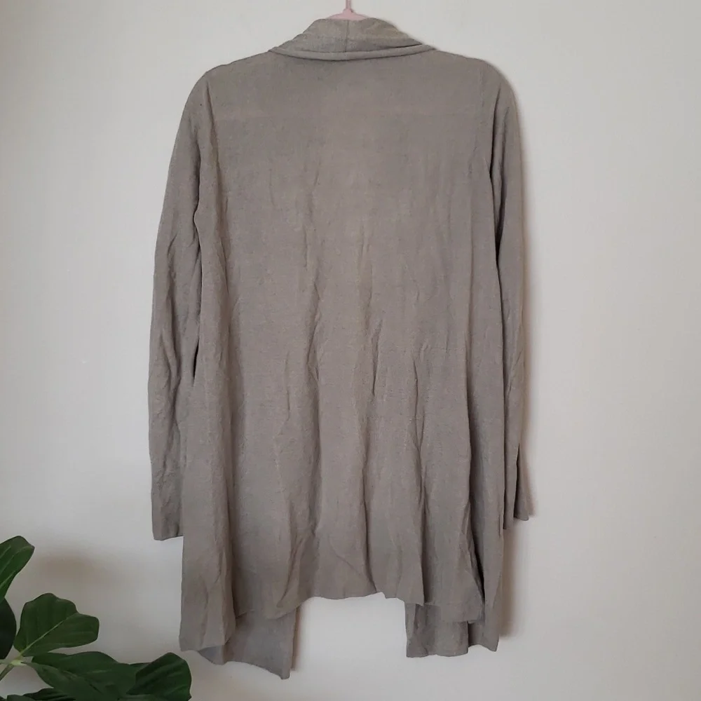 Theory linen blend long sleeve cardigan, neutral, women's size small.